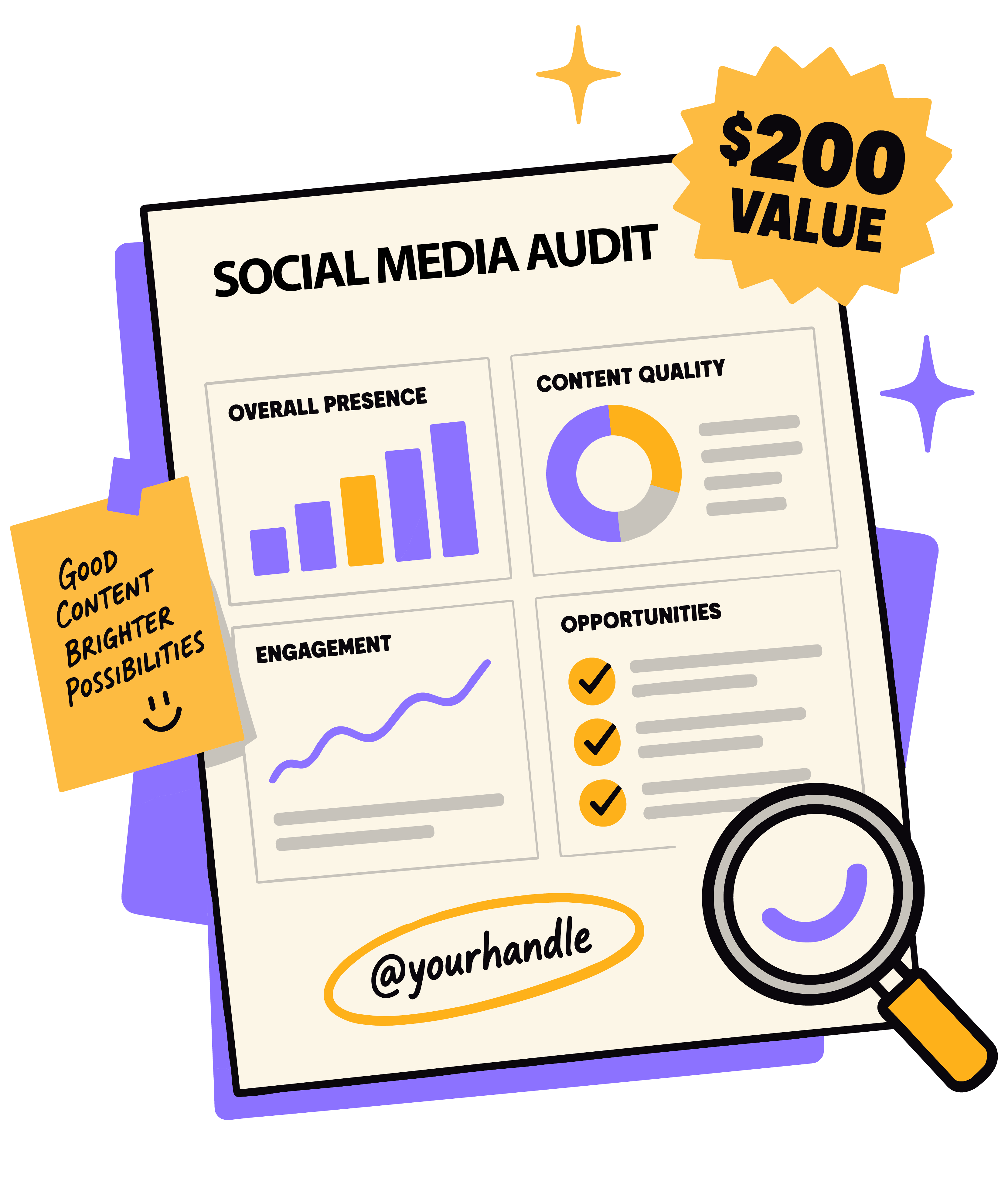 Illustrated social media audit report valued at $200