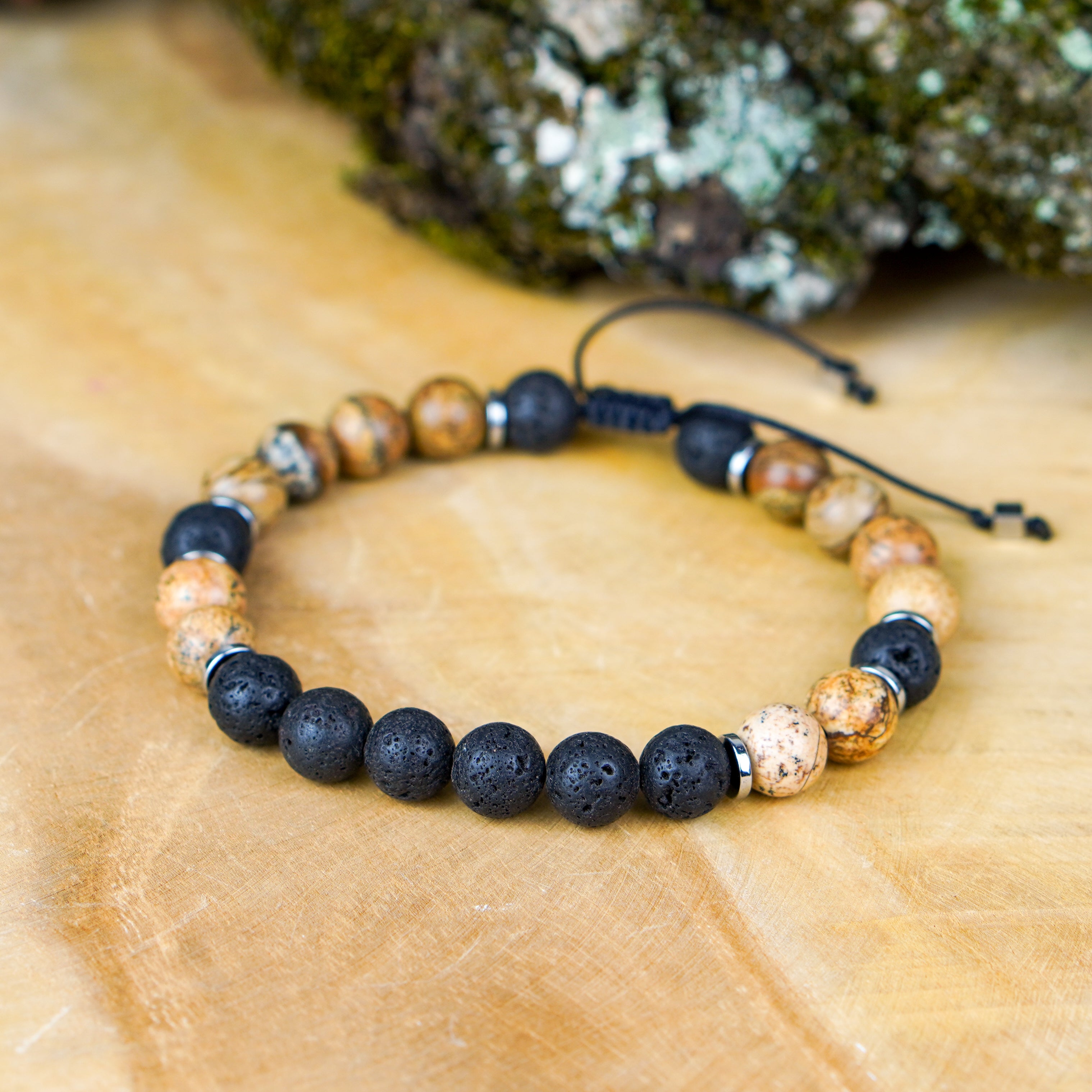 Elegancka i naturalna biżuteria dla faceta jaspis lawa hematyt neutralna