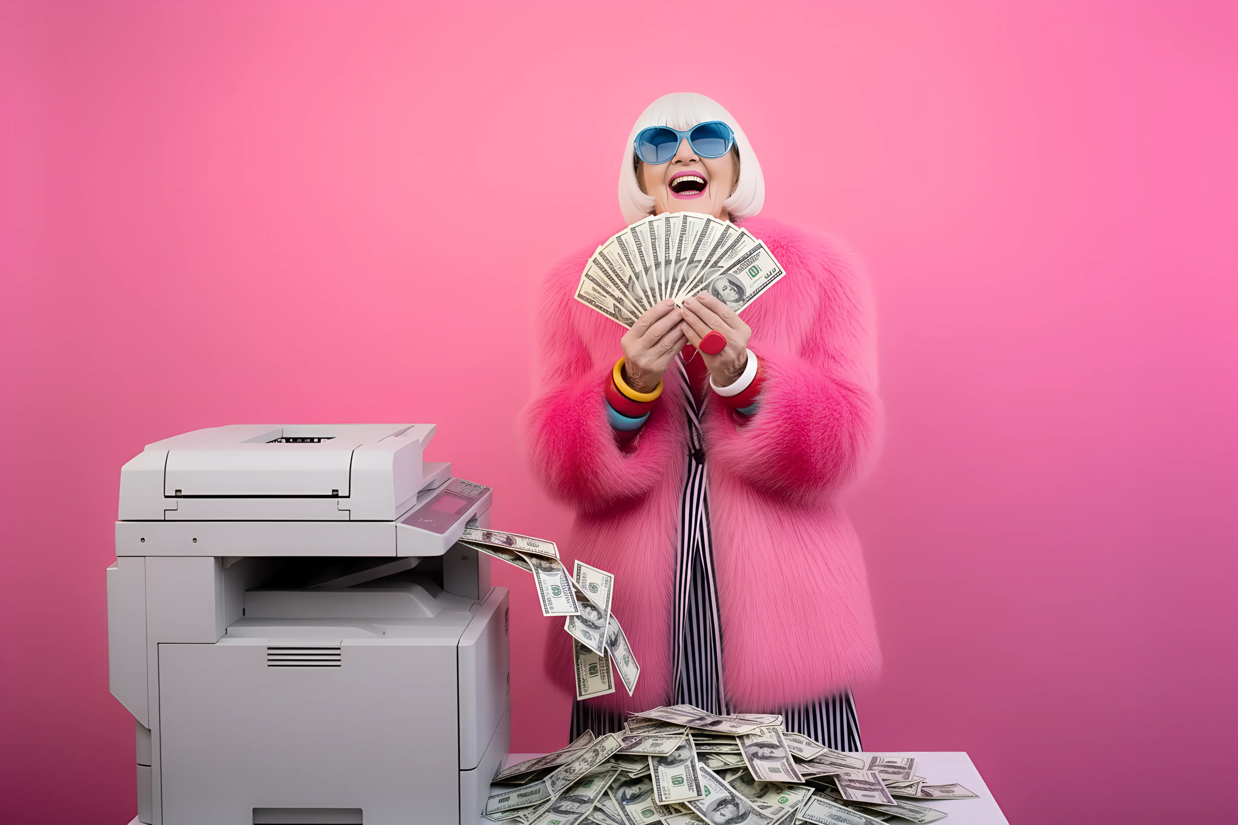 Woman holding cash from everyone spending money on branding