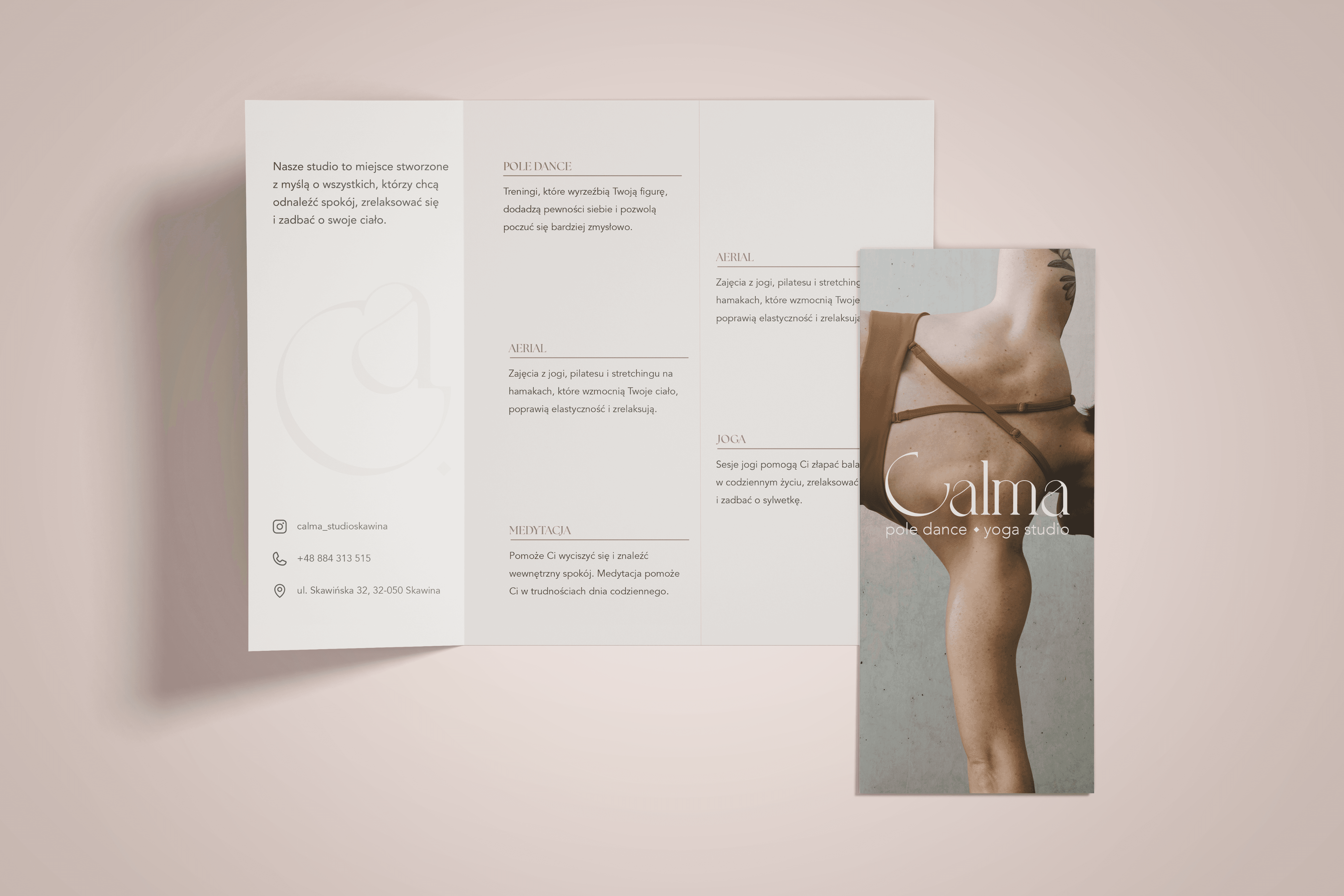 leaflet design of Calma Studio