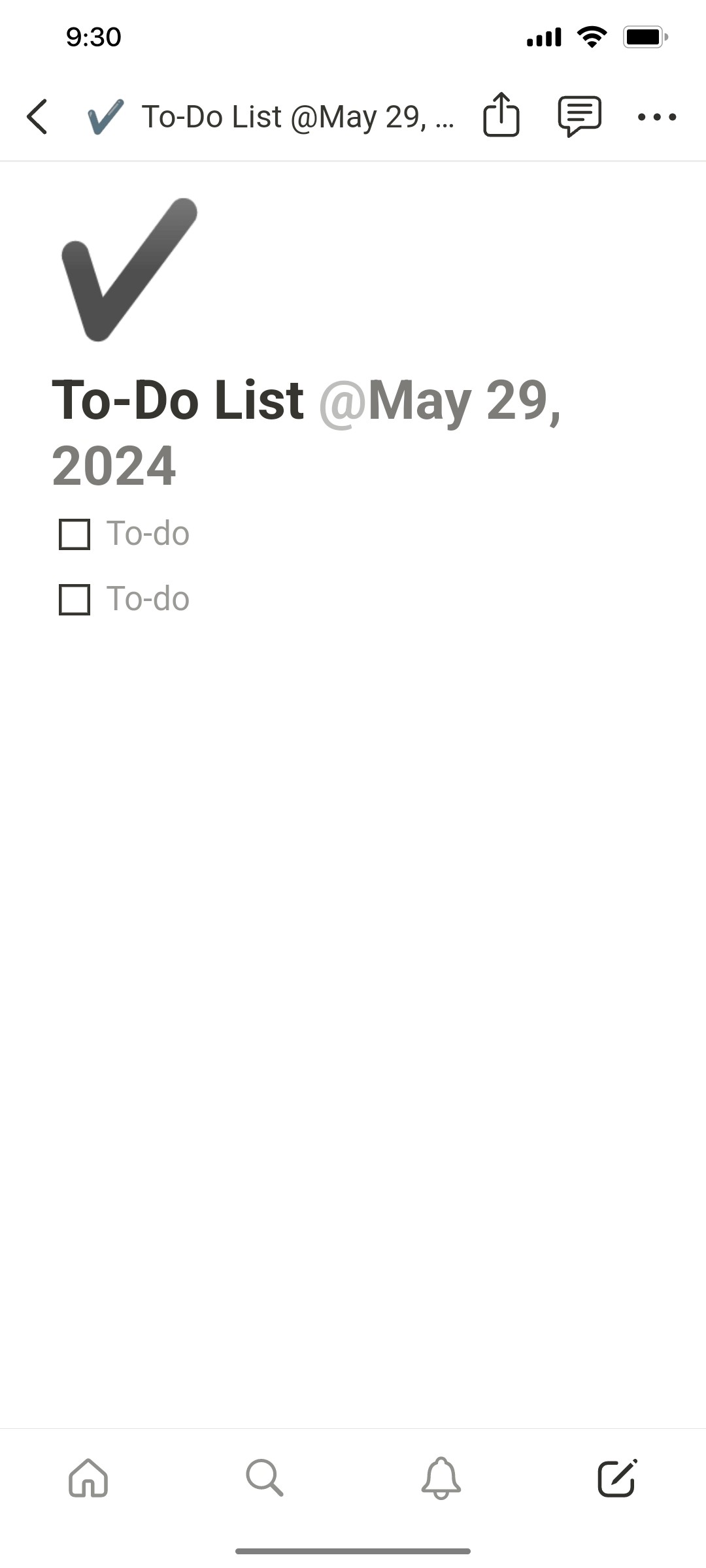 Notion App To  Do List Screen
