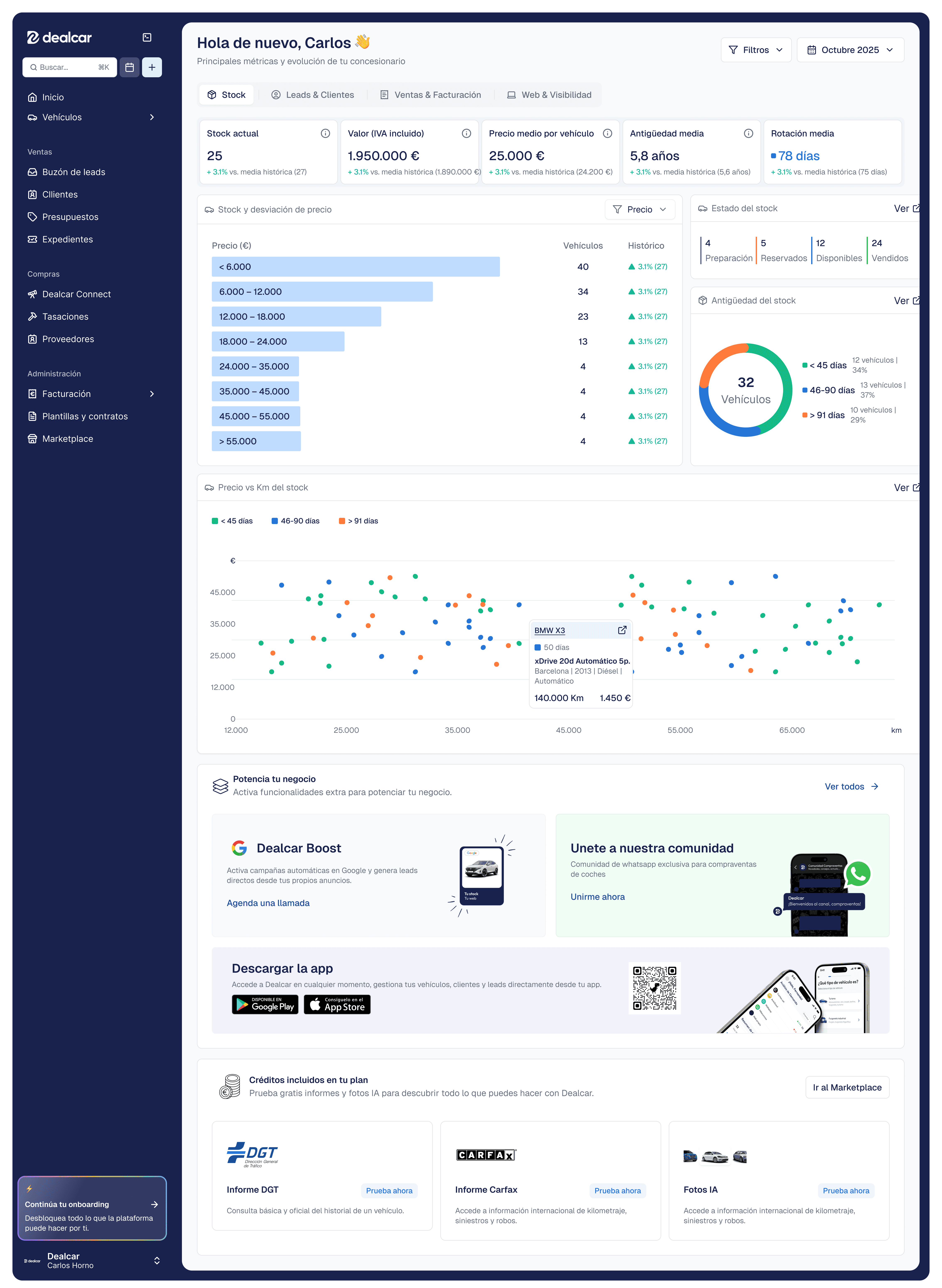 Website dashboard displaying various items and features organized in a user-friendly layout.