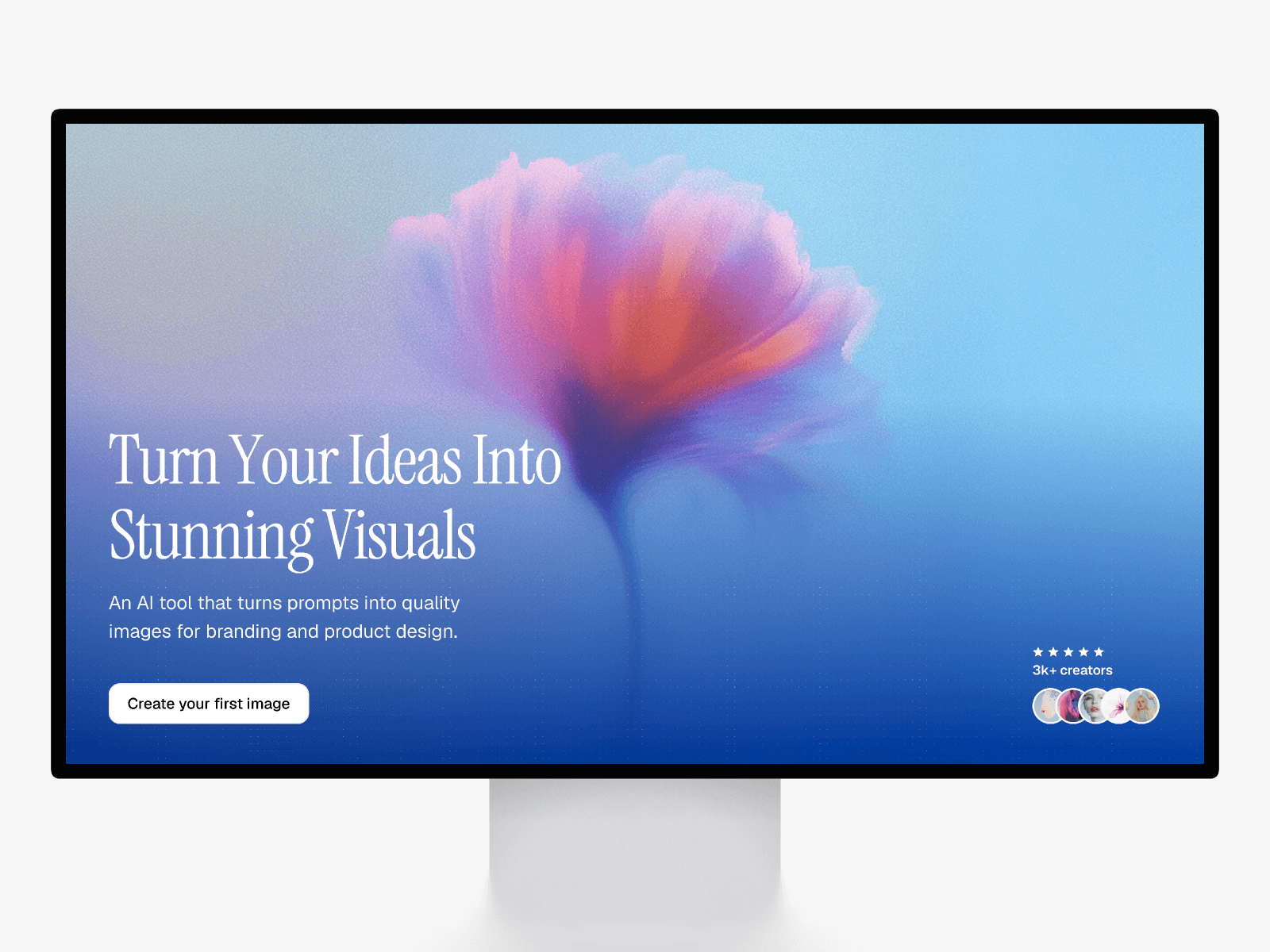 Squish modern SaaS Framer template thumbnail with colorful AI visual flower hero design on desktop screen