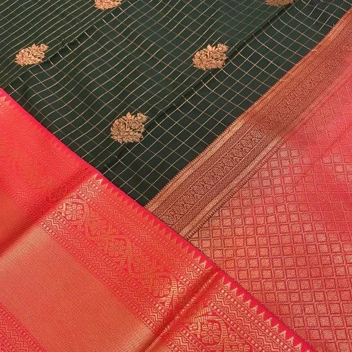 Dark Green Semi Kanchivaram Art Silk Saree