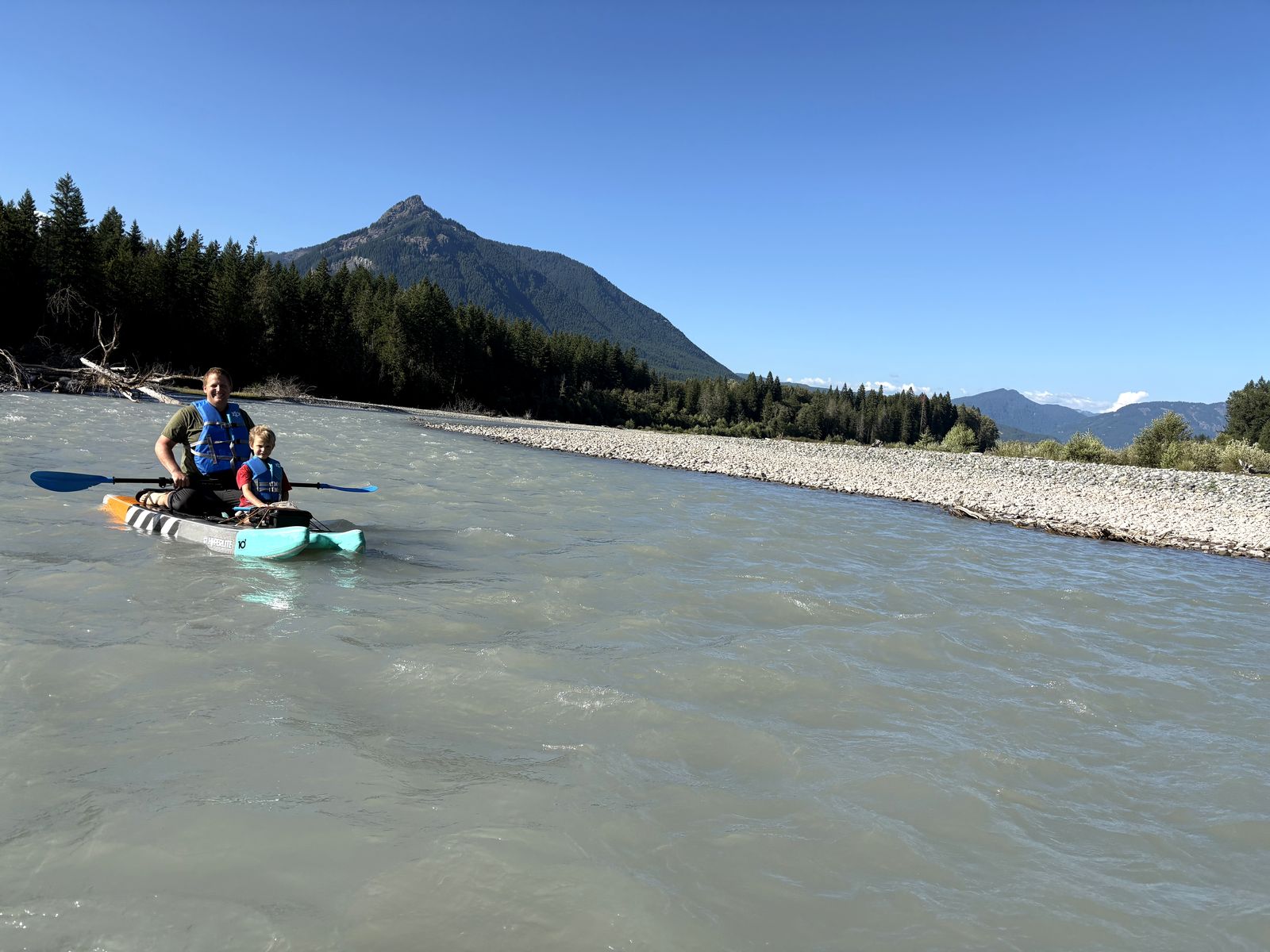 Paddleboarding on the Cowlitz River near Packwood, Washington