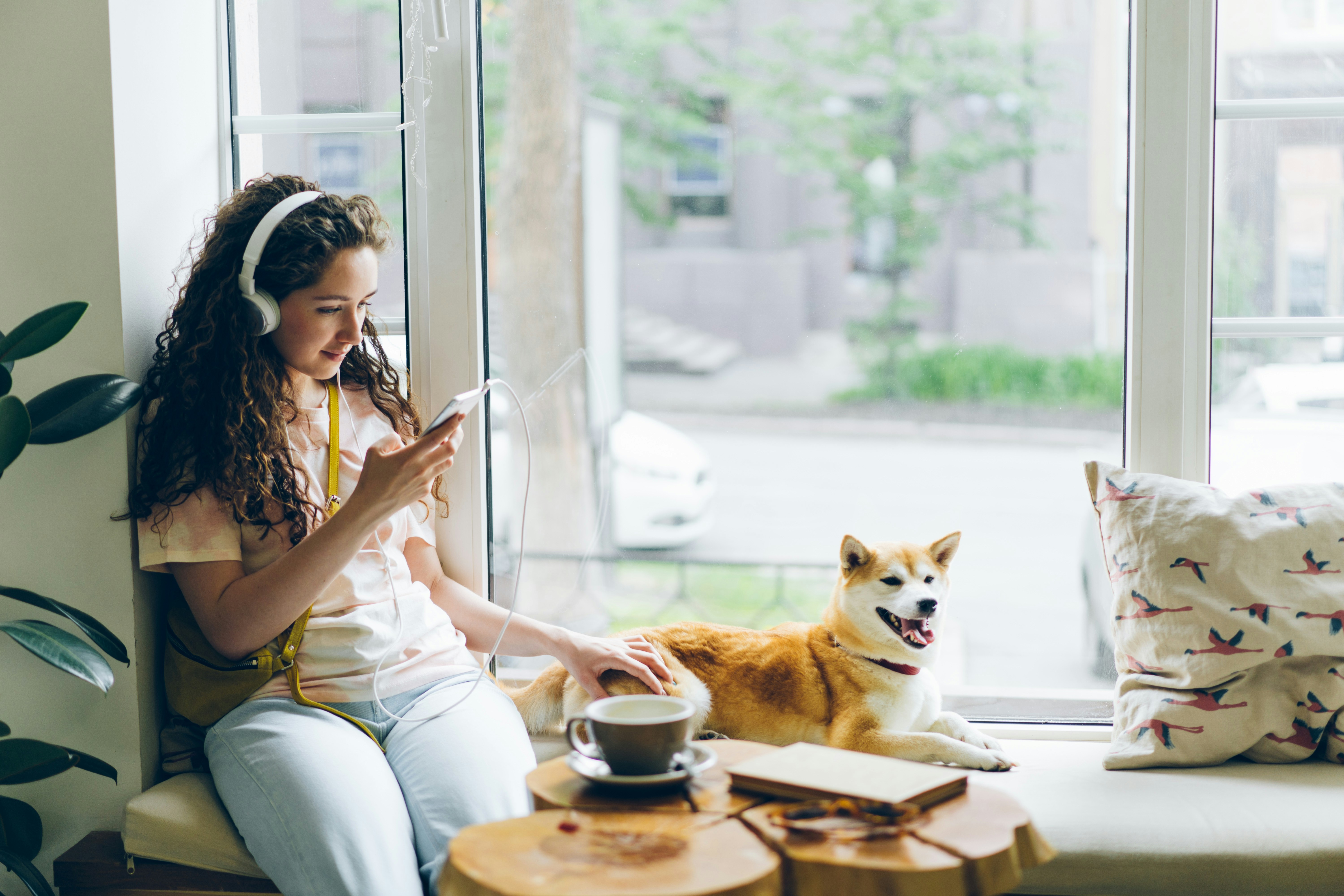 woman with dog listening to Harry Potter Audiobook Free