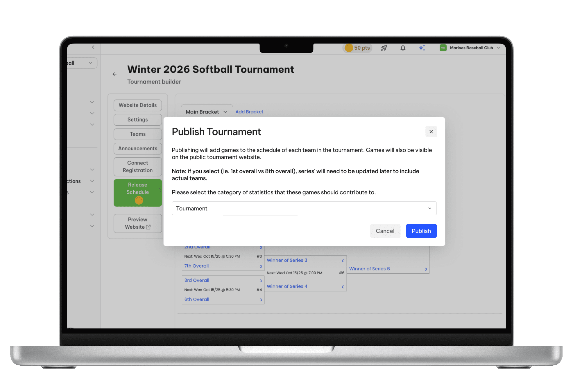TeamLinkt Tournament Publish