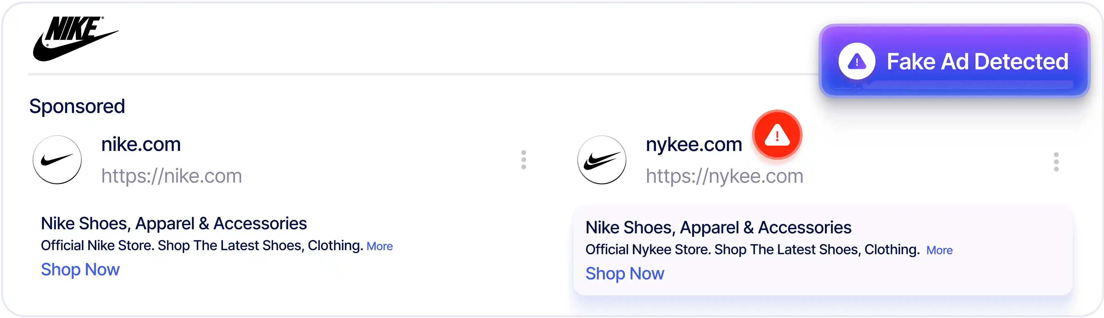 KnyX AI detecting fake Nike sponsored ad impersonation flagged for takedown