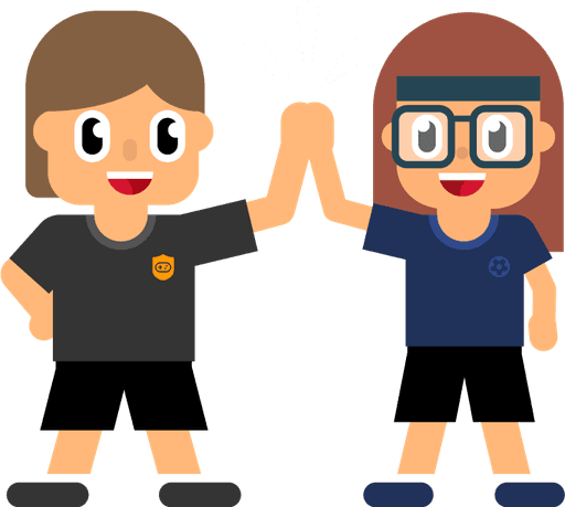 Two animated characters high-fiving each other