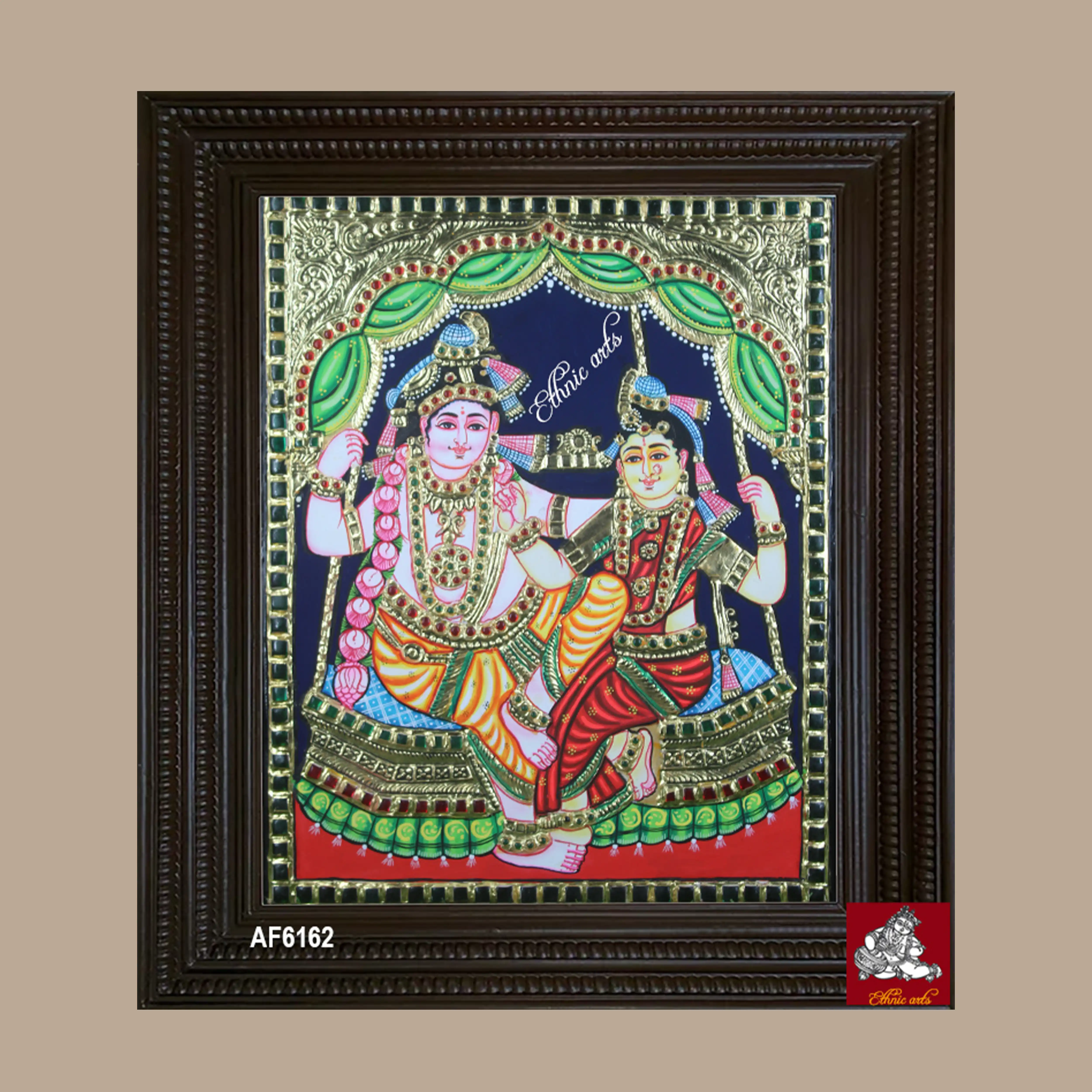 Tanjore Radha Krishna Unjal Painting