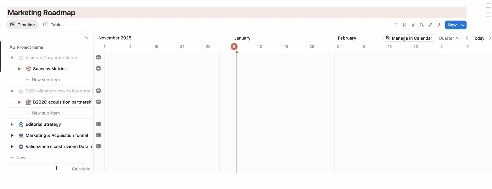 Utilizzo dei filtri dinamici sulla roadmap
