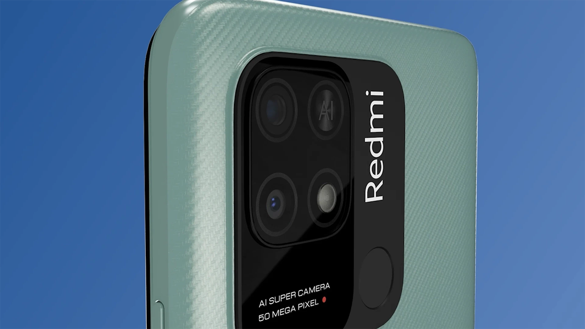 Angled 3D view showcasing Redmi 10 phone body and finish