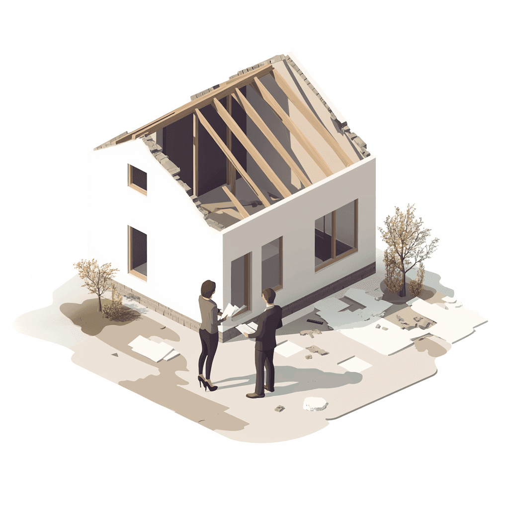 Illustration einer Haus Besichtigung eines alten Hauses