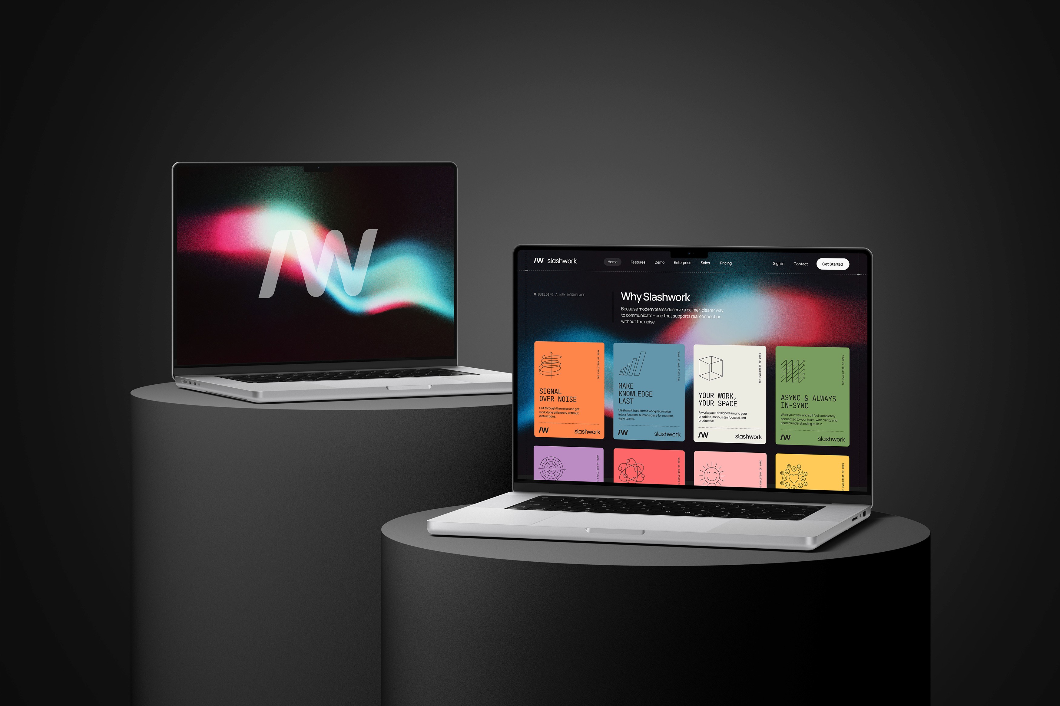 Slashwork website screens on laptops.