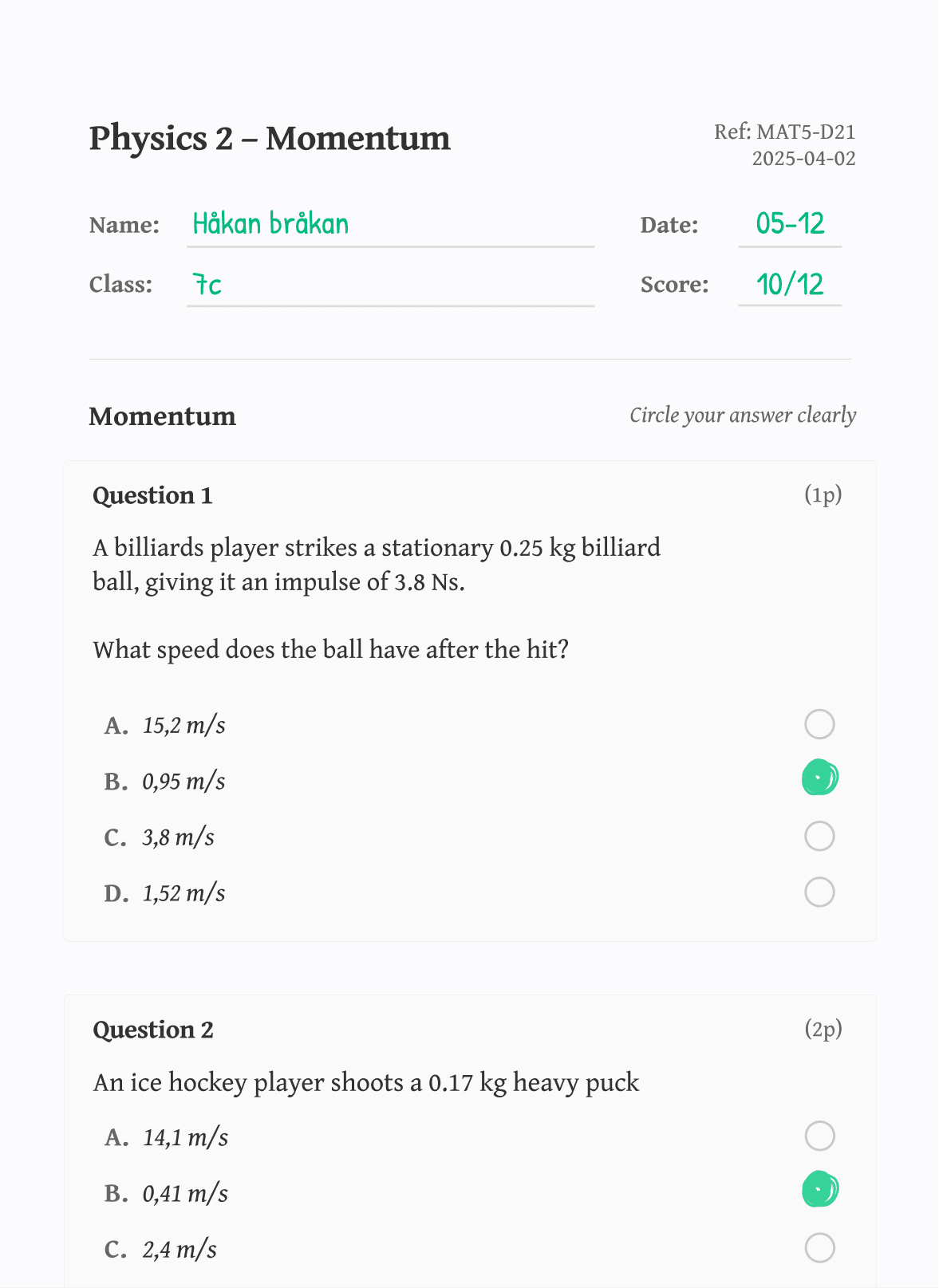 A list of names with corresponding columns and a set of fill-in-the-blank questions below them.