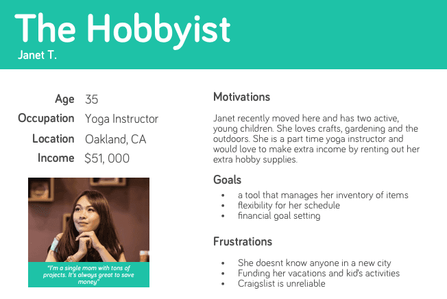 Lendmate hobbyist user persona