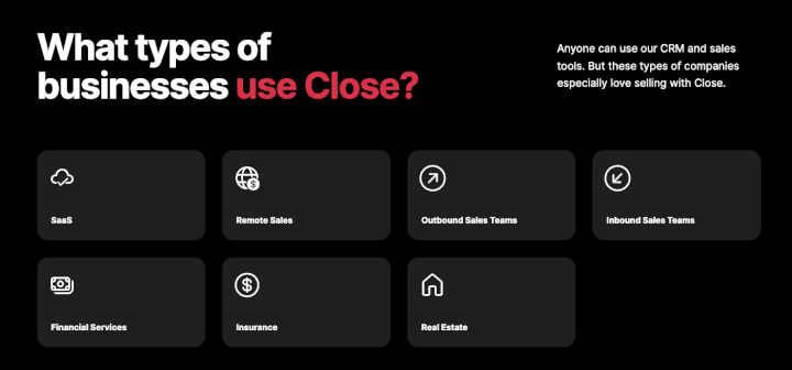 what type of businesses use close?