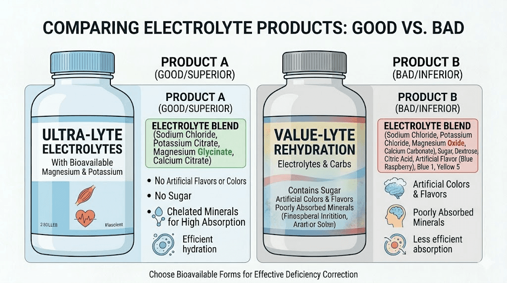 Good vs bad electrolyte products comparison for GLP-1 users