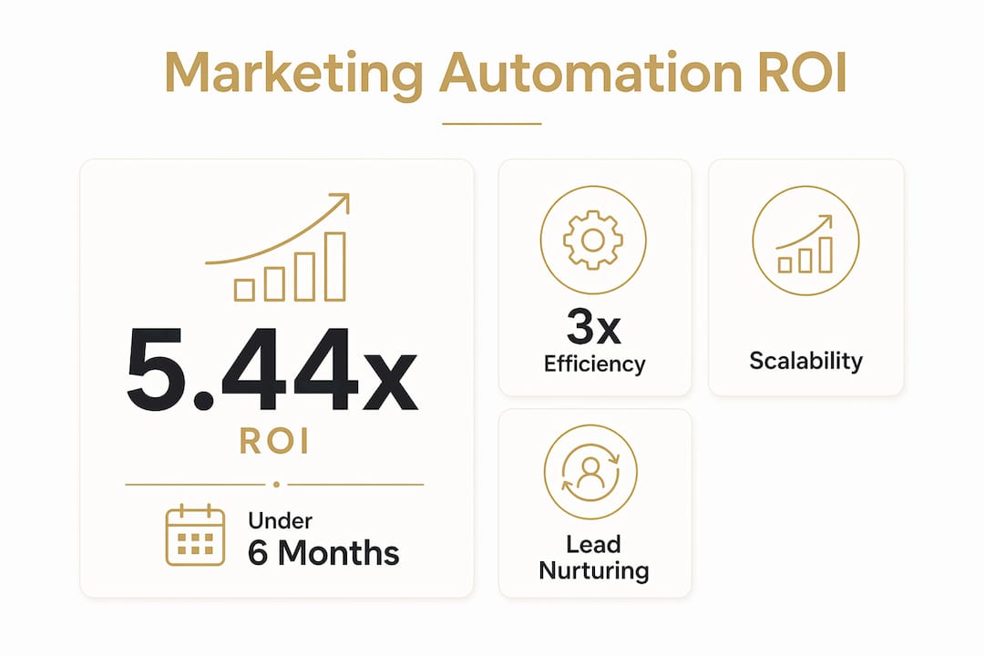 Infographic illustrating automation marketing ROI and benefits