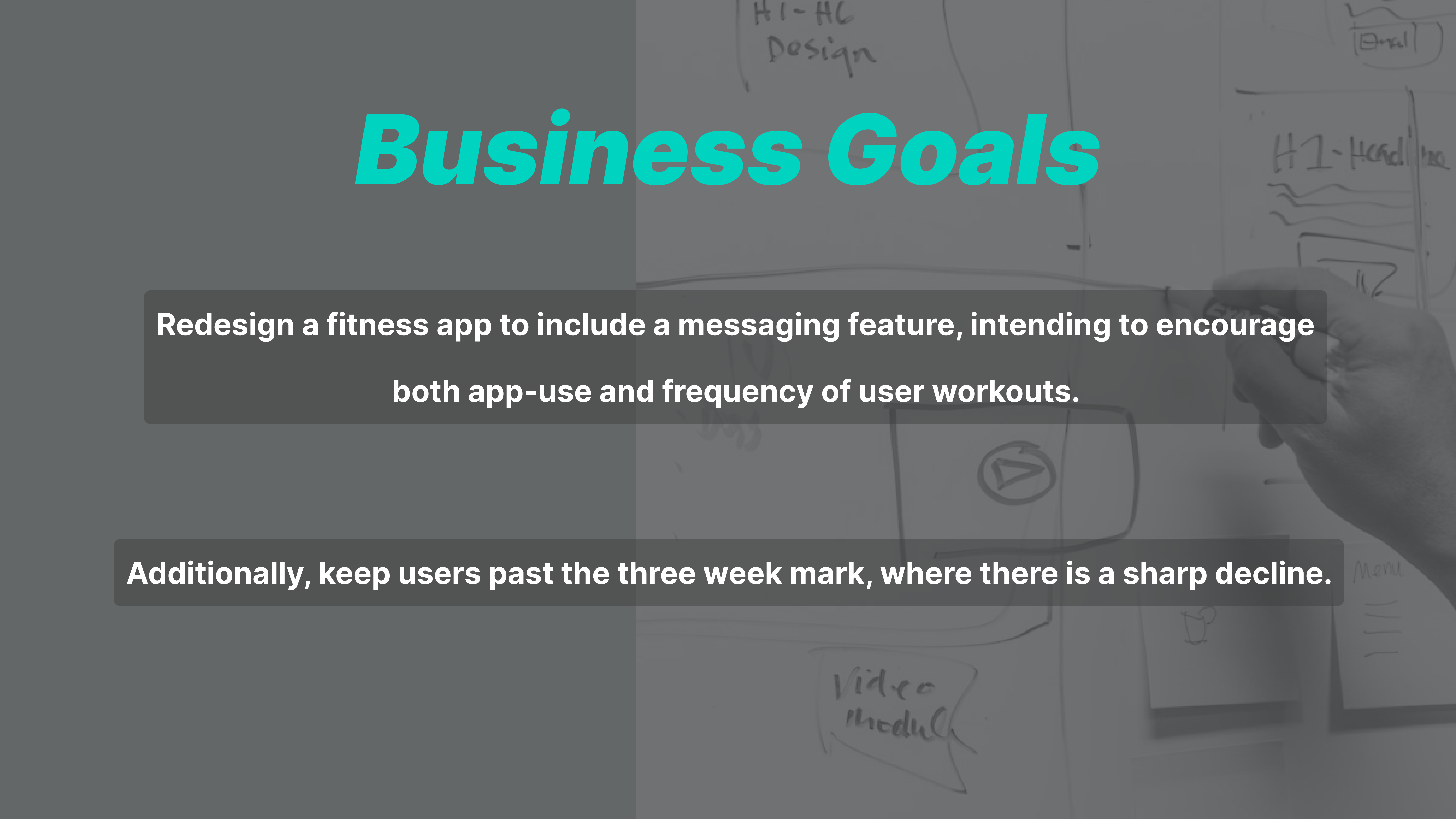 Cropped presentation slide showing business goals