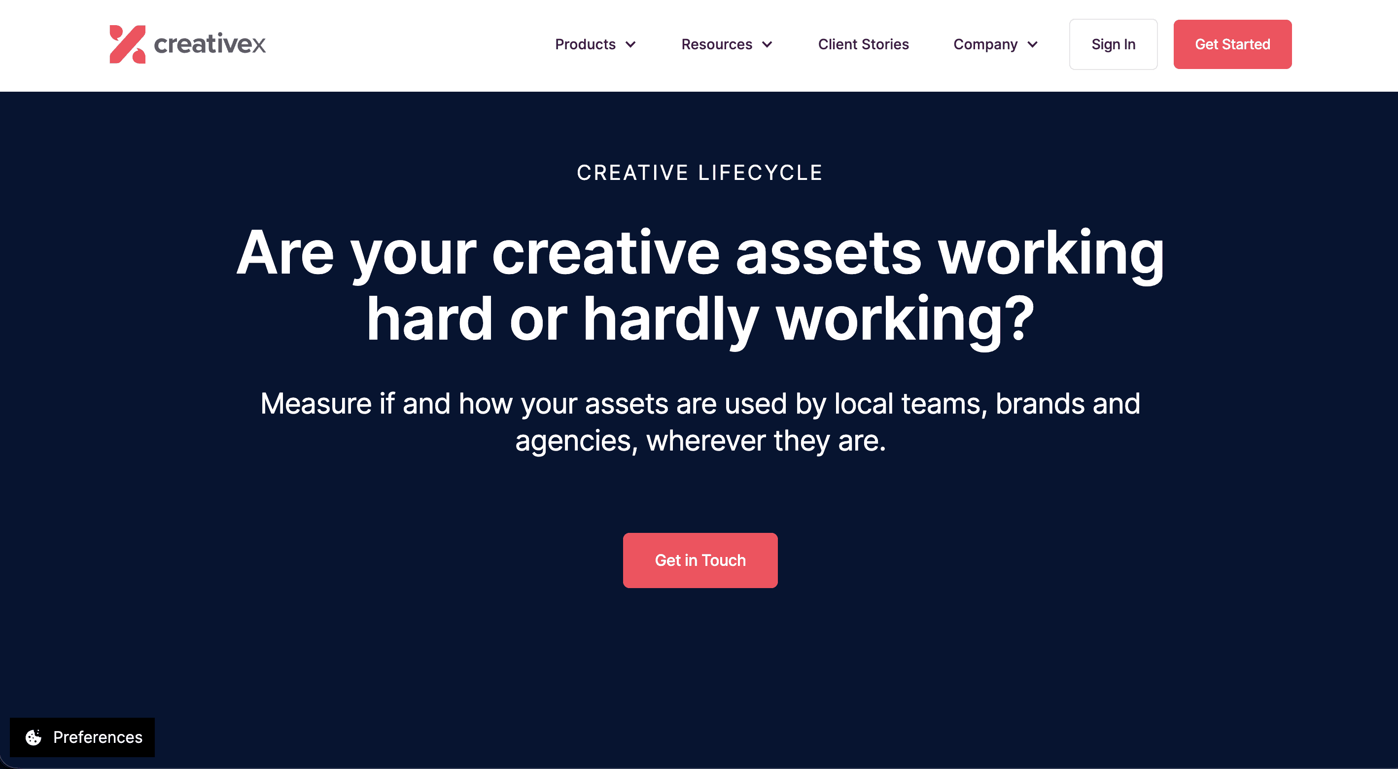Website Dashboard Landing page for CreativeX
