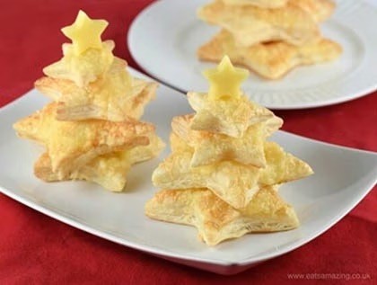 Christmas trees made from cheese and puff pastry