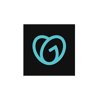 Aqua geometric symbol on a black square background.