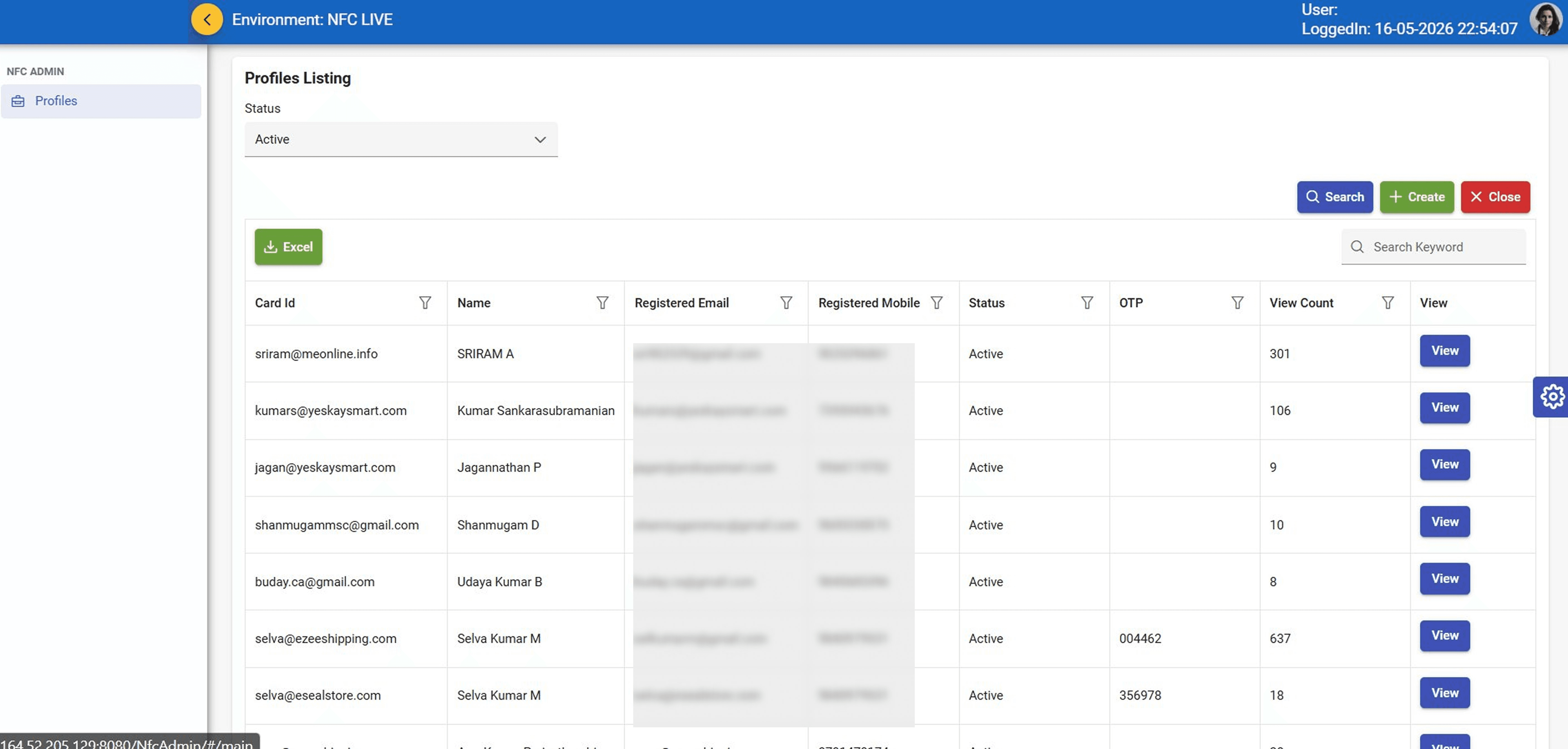 Profile Owner Dashboard — NFC Admin