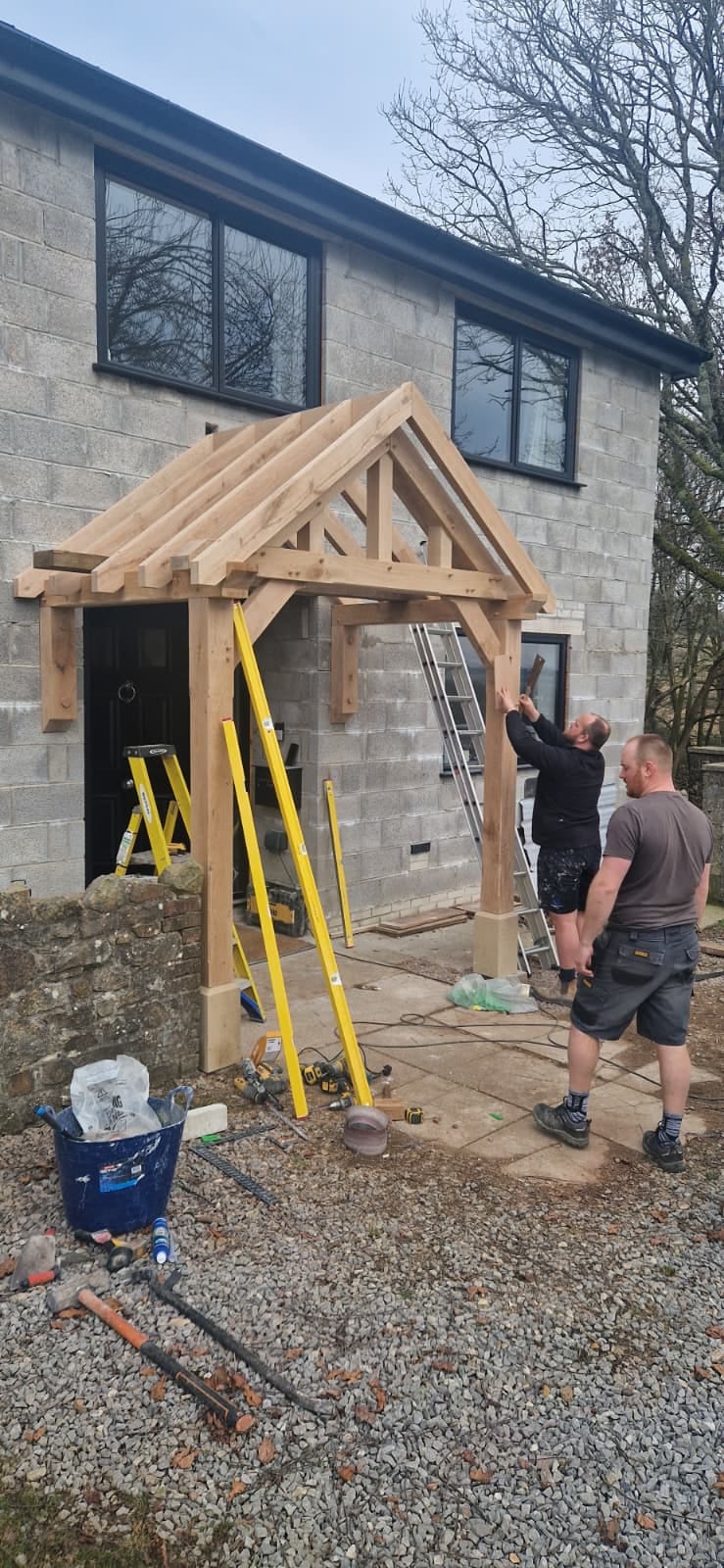 The oak frame going up