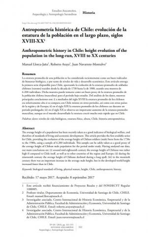 Antropometría histórica de Chile: evolución de la estatura de la población en el largo plazo, siglos XVIII-XX