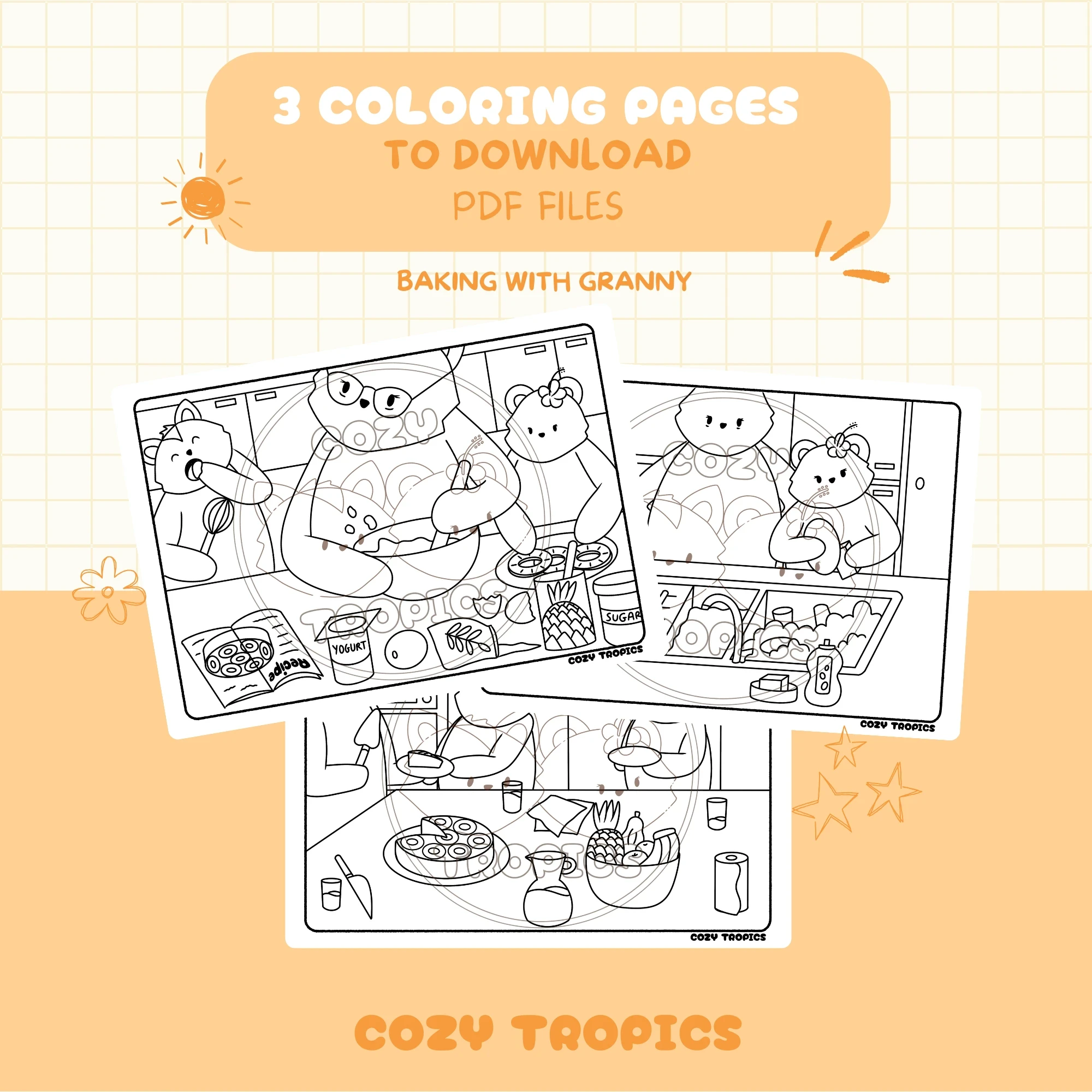 Kawaii Caribbean Food Coloring pages cover
