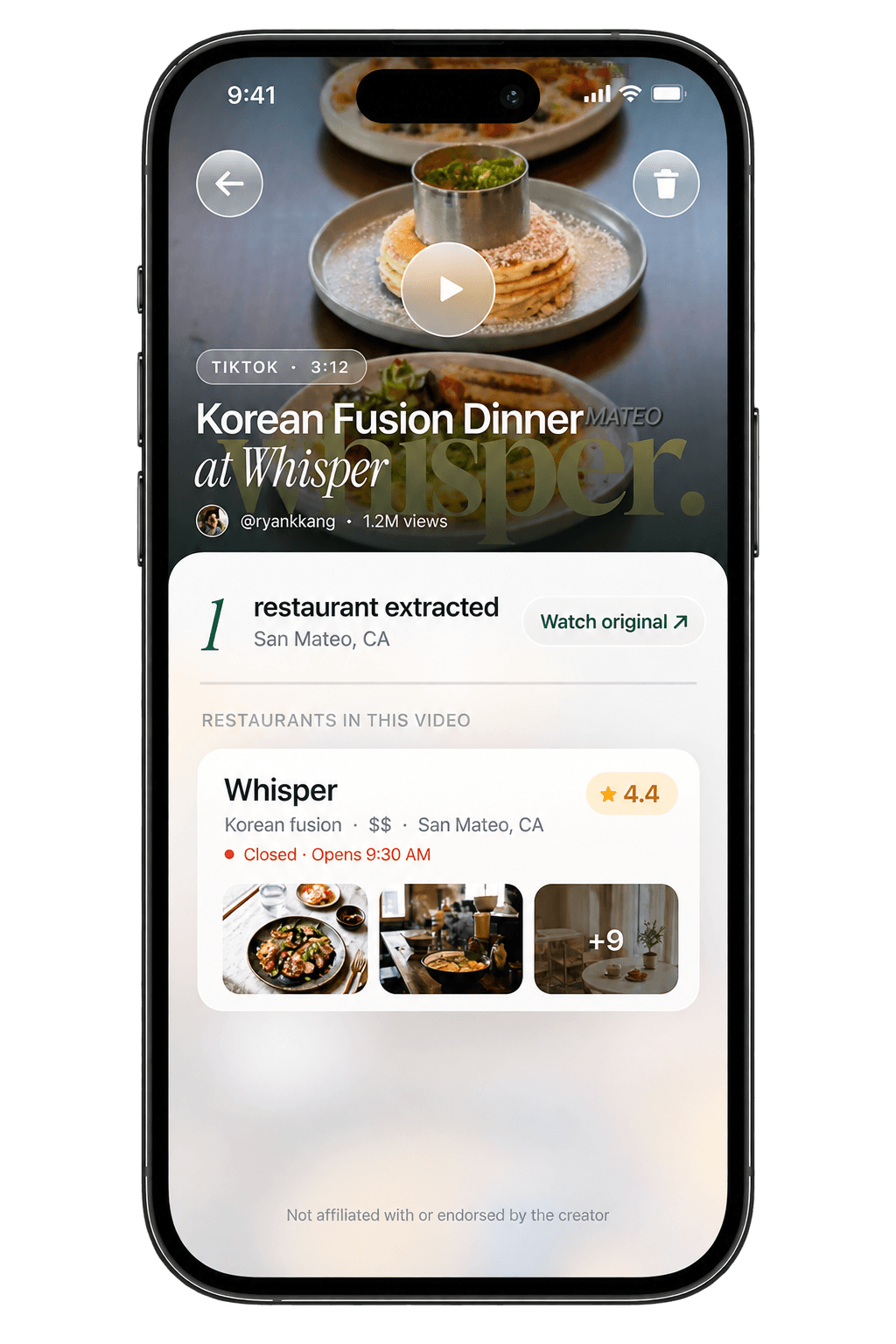 Nextbite extracted restaurant screen