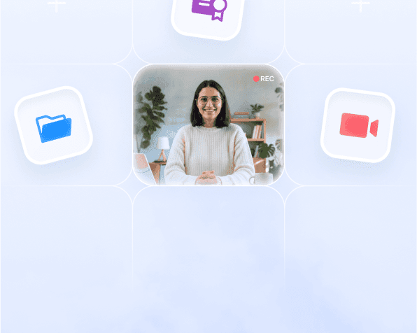 ByteCoach LMS interactive course builder feature showing educator recording a lesson, enabling teachers to create engaging live or recorded online courses with multimedia support.