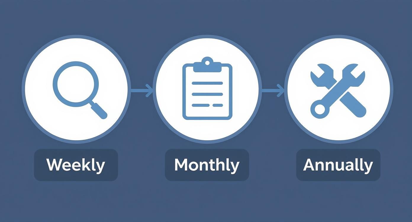 a blue timeline showing healthy maintenance schedules