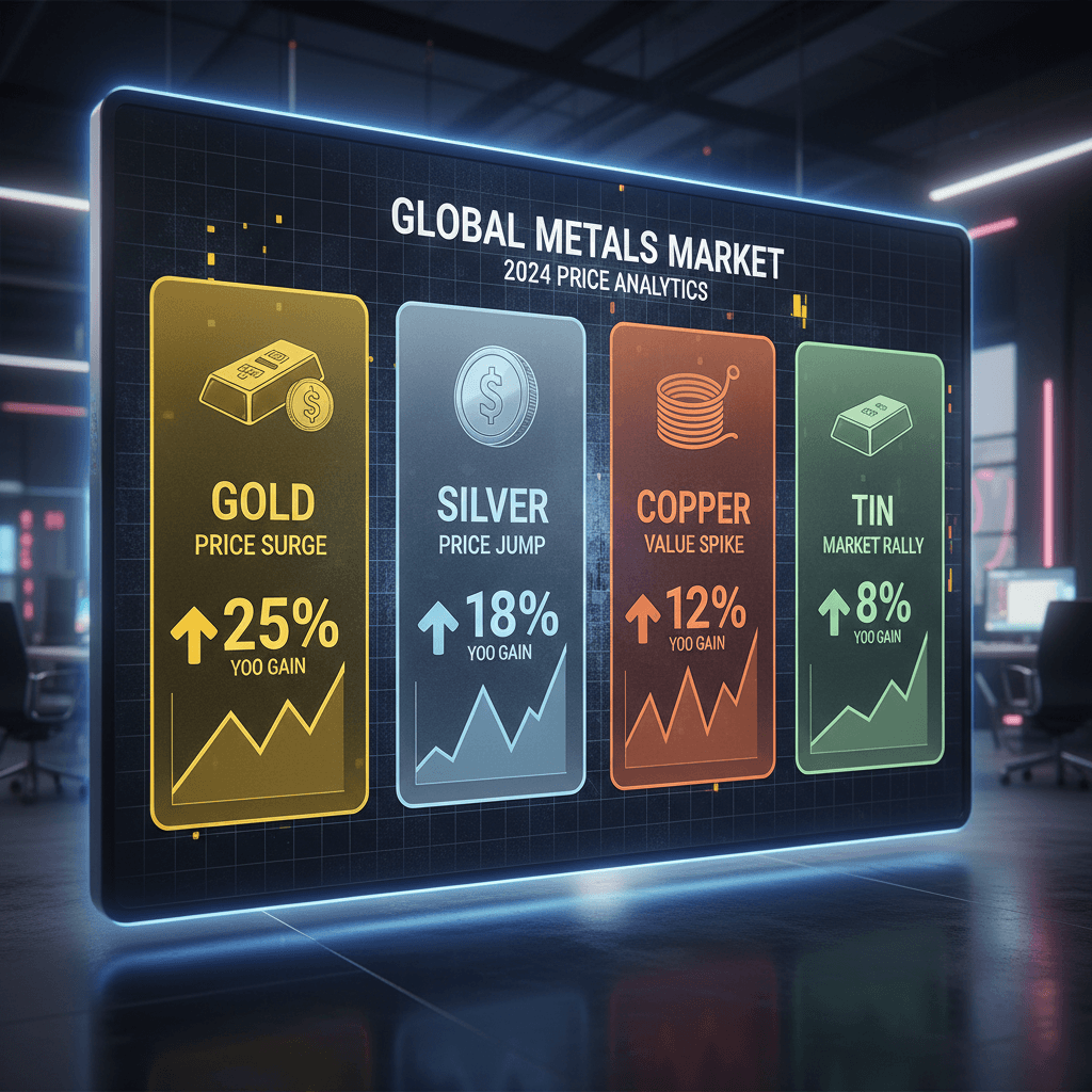 Gold, Silver, Copper, Tin Price Surge Infographic