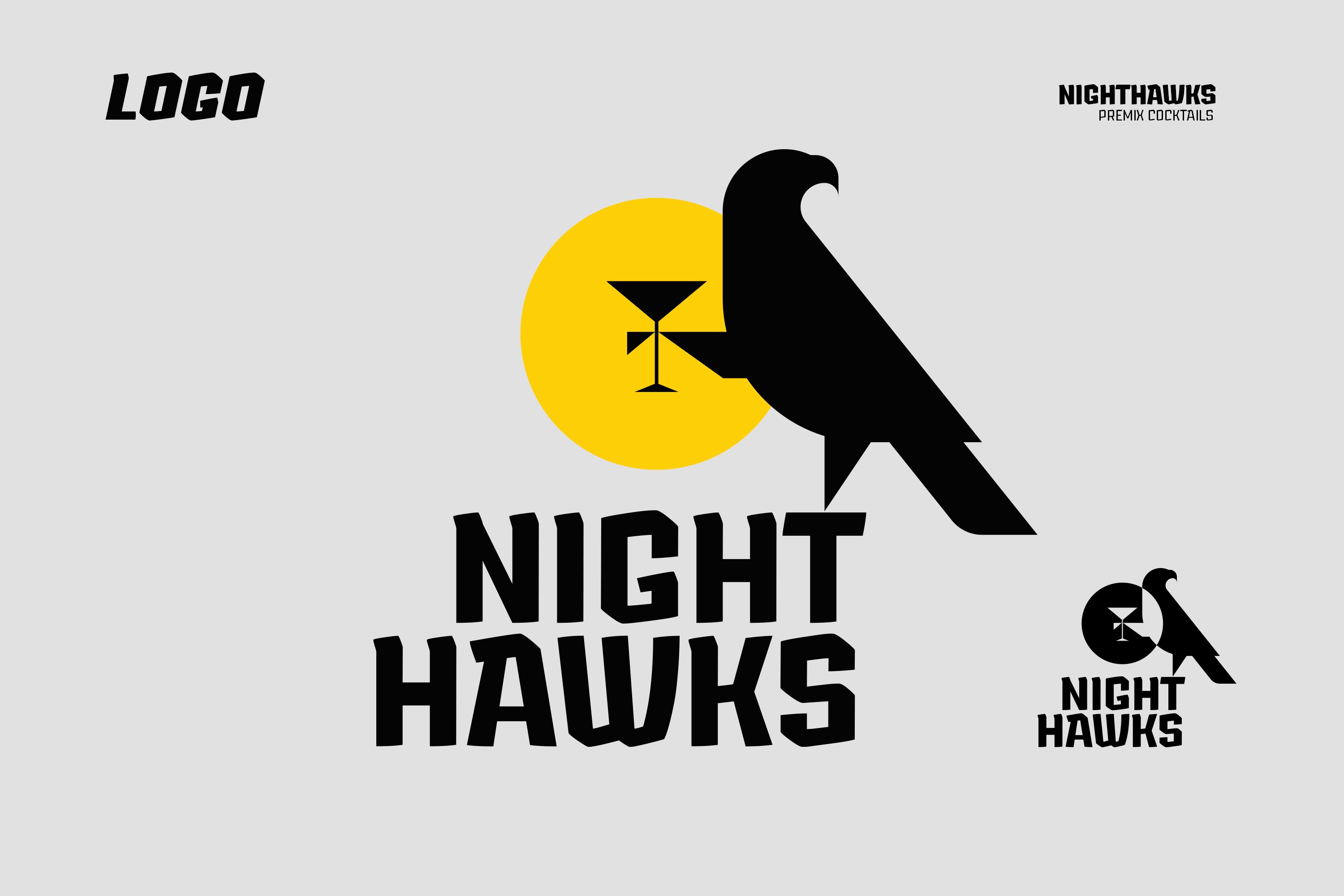Logo Design für Nighthawks – inspiriert von der 50er-Jahre-Bar-Ästhetik, klassisch und elegant in der Ausführung
