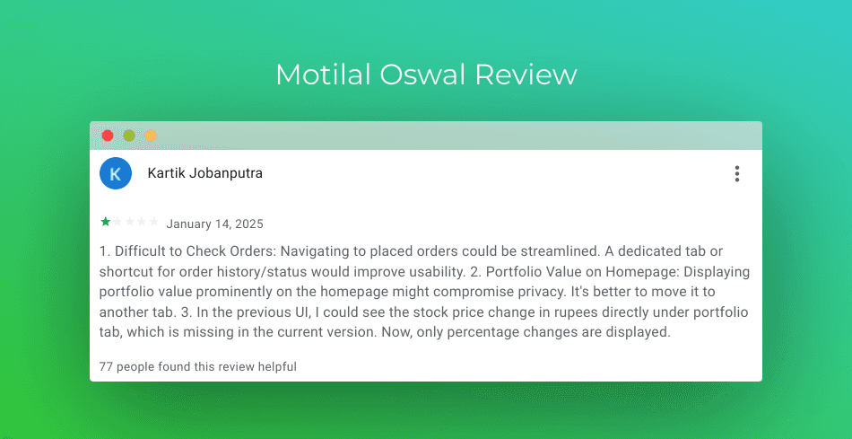 Motilal Trading App 1 Star Review