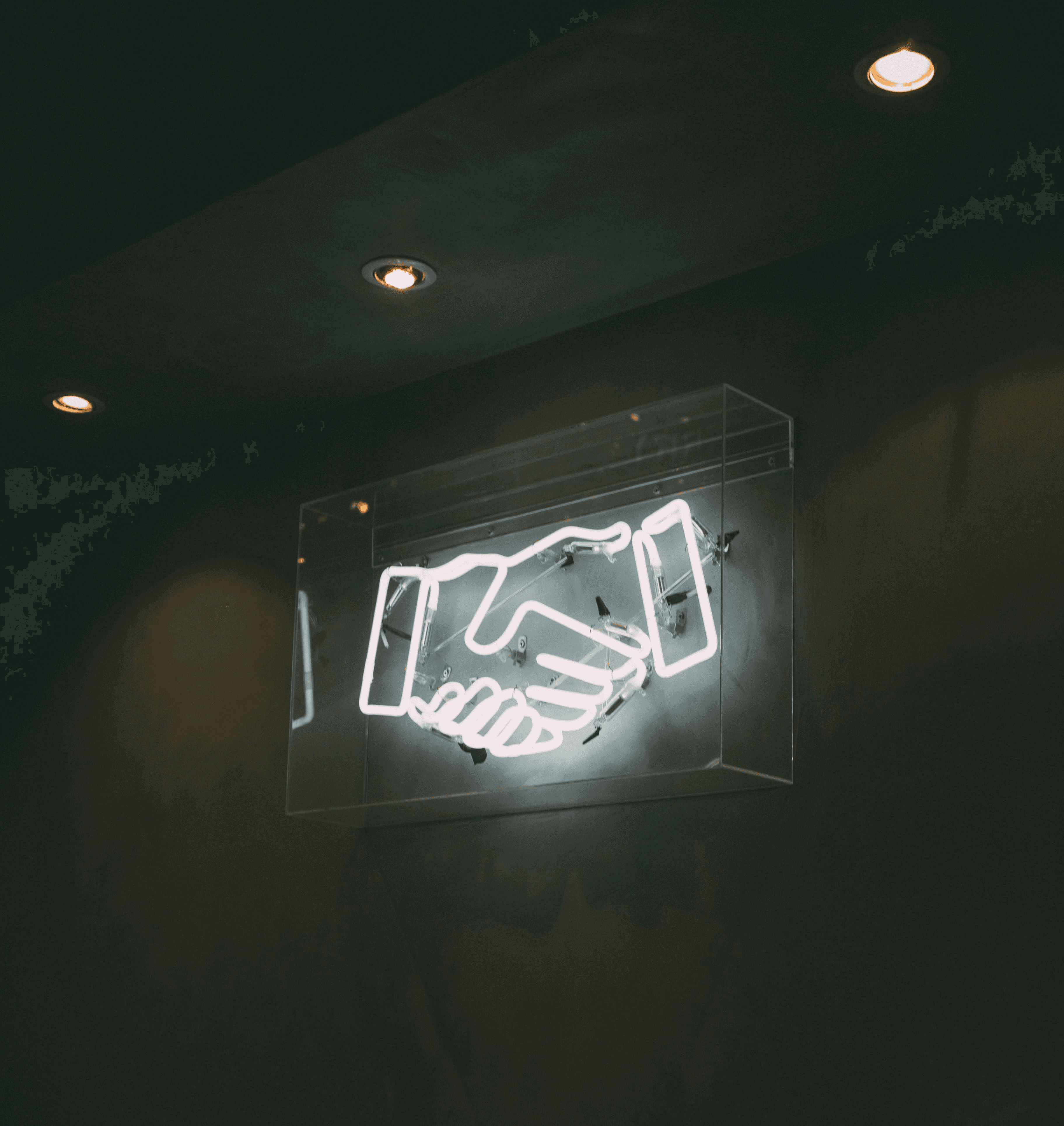 human hand neon signage