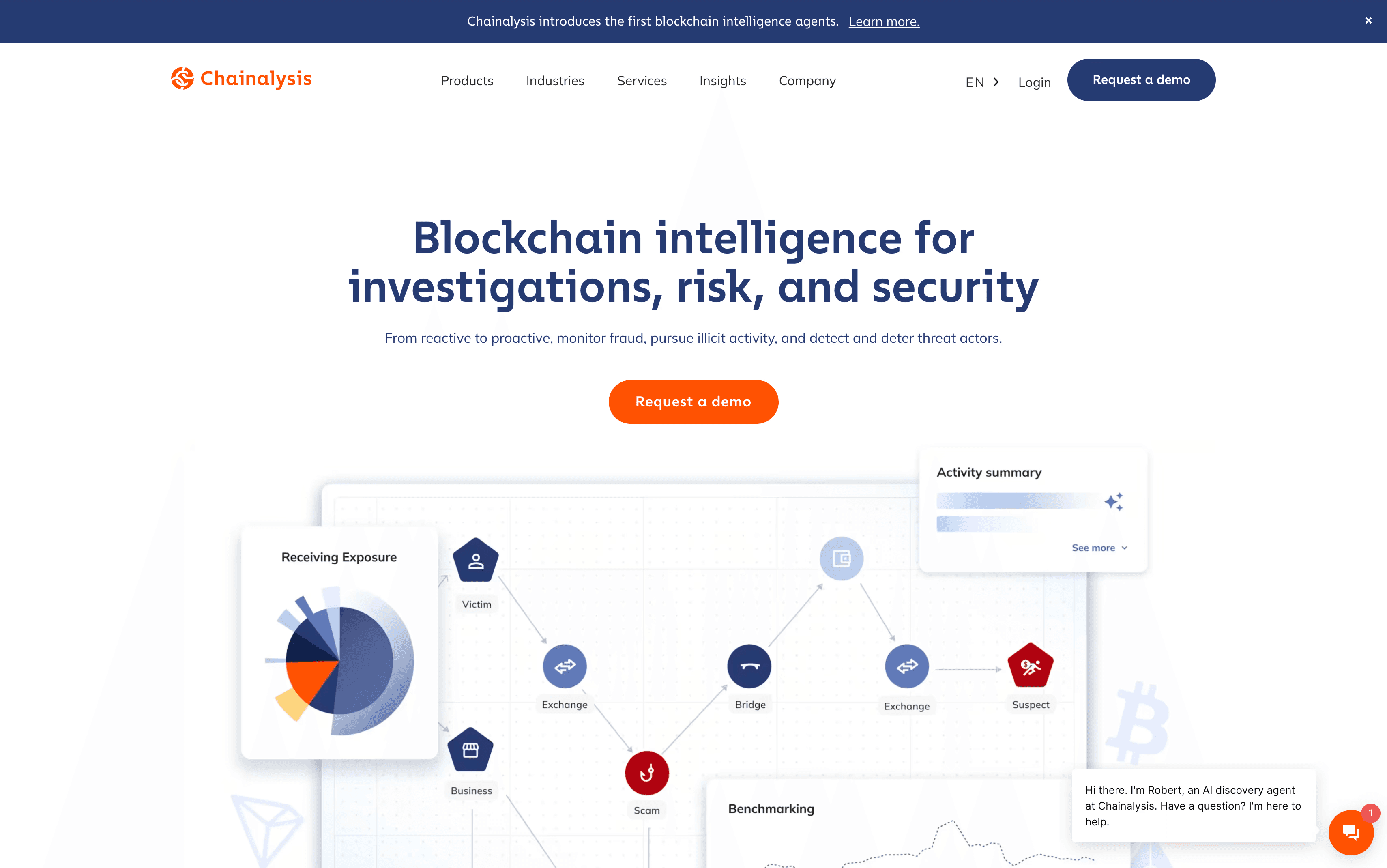 Chainalysis crypto compliance and blockchain analytics platform homepage