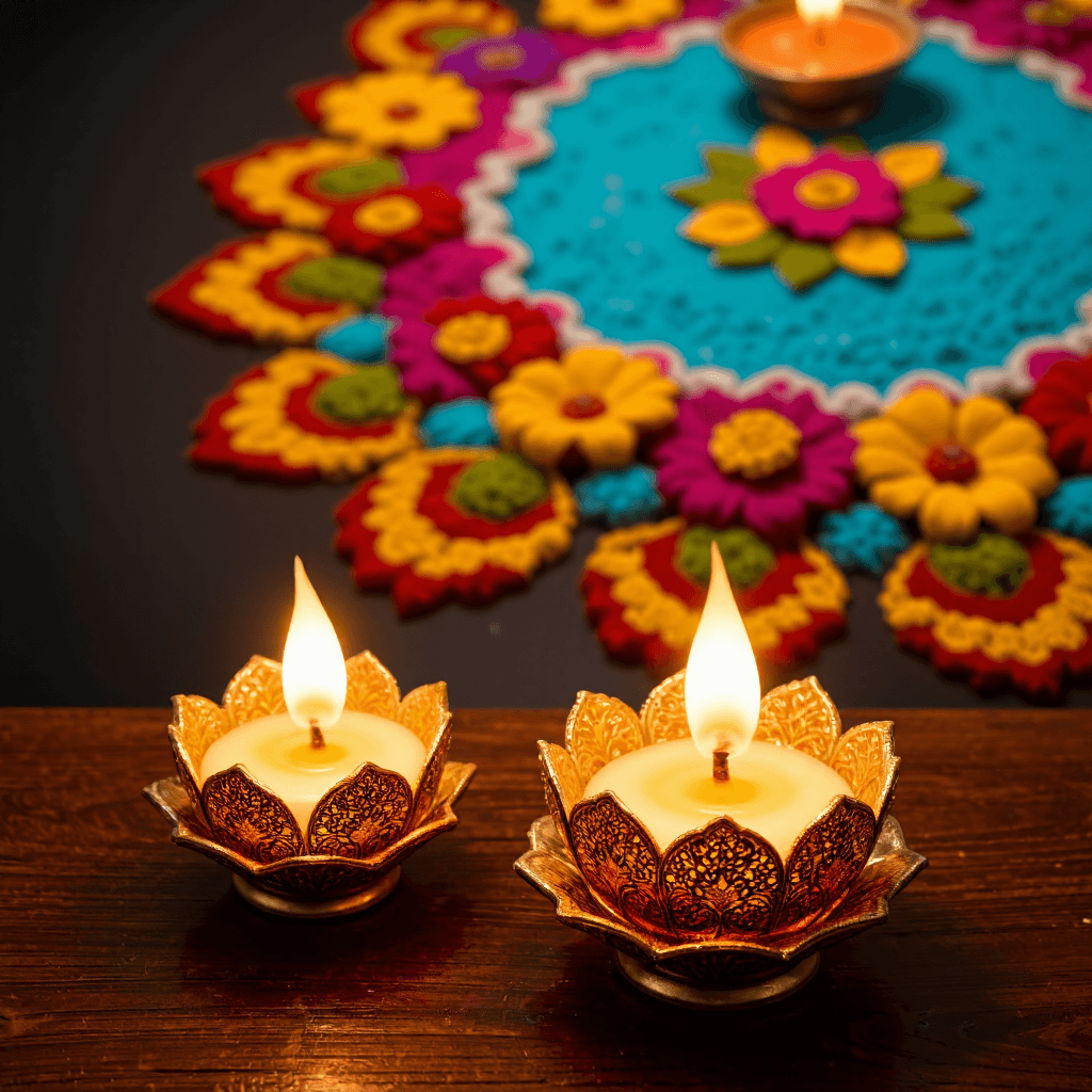 product photography of decorative candle holder with LED candles