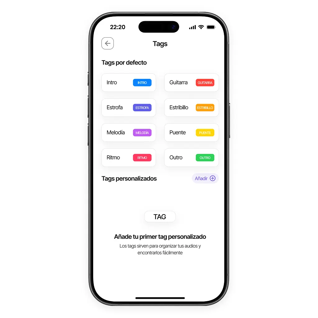 Edición de etiquetas para audios de la app Zoundroom