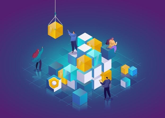 An illustration of blockchain technology concepts.