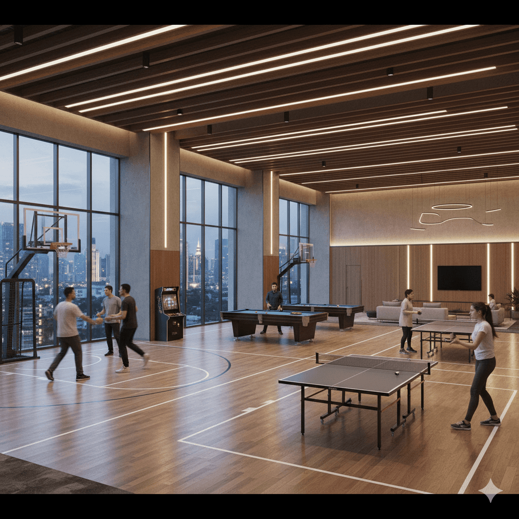 Premium indoor sports and games room for residents at M3M Cosmos clubhouse.