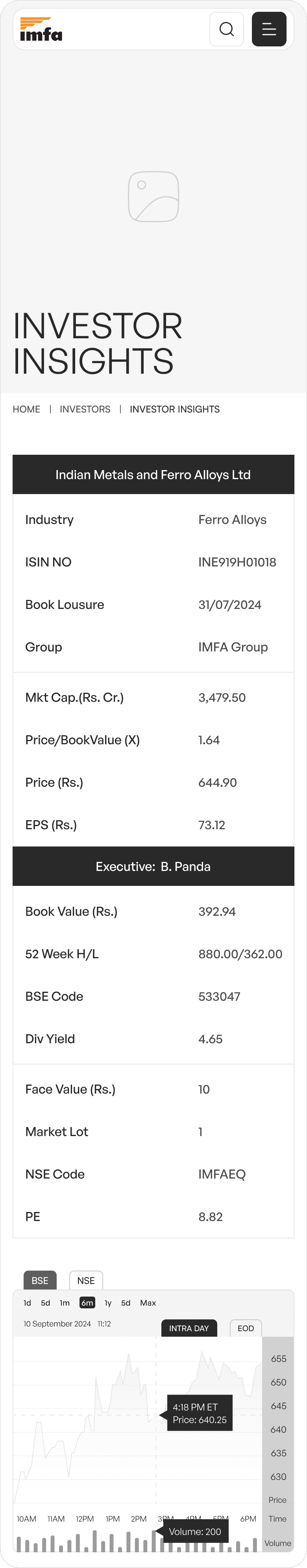 investor insights wireframe