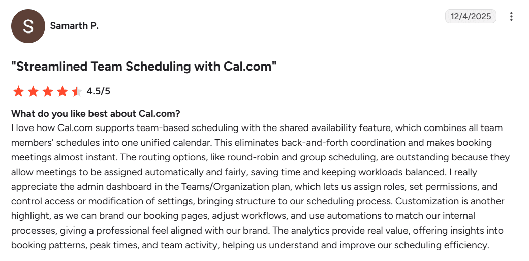 Samarth’s review of Cal.com