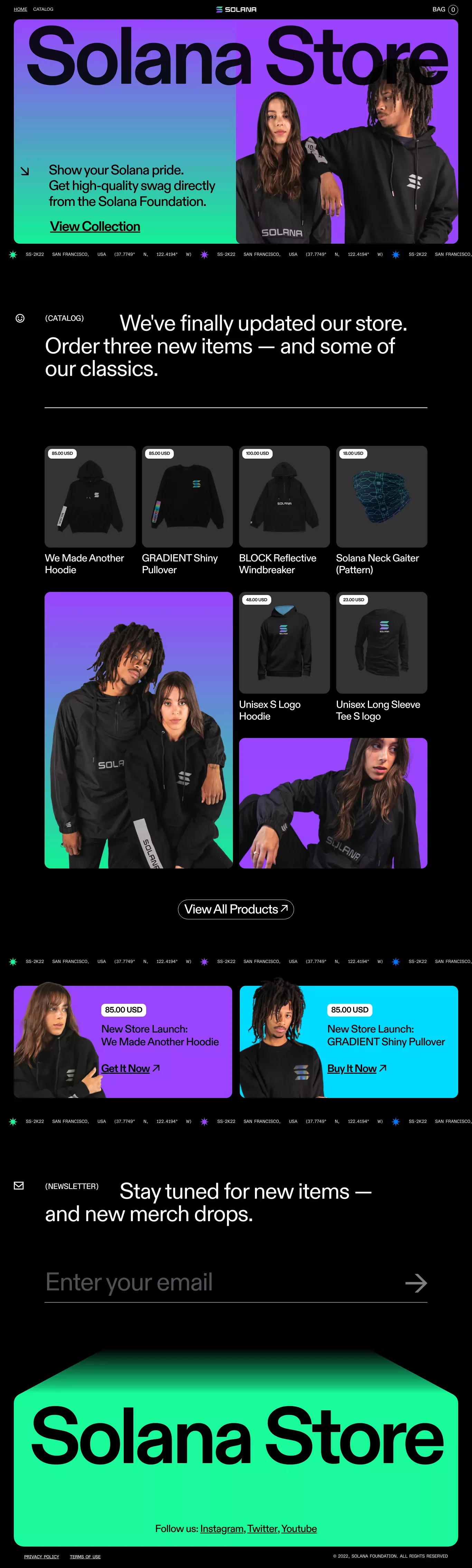 Solana Store ecommerce page screenshot showcasing Fashion and Ecommerce design