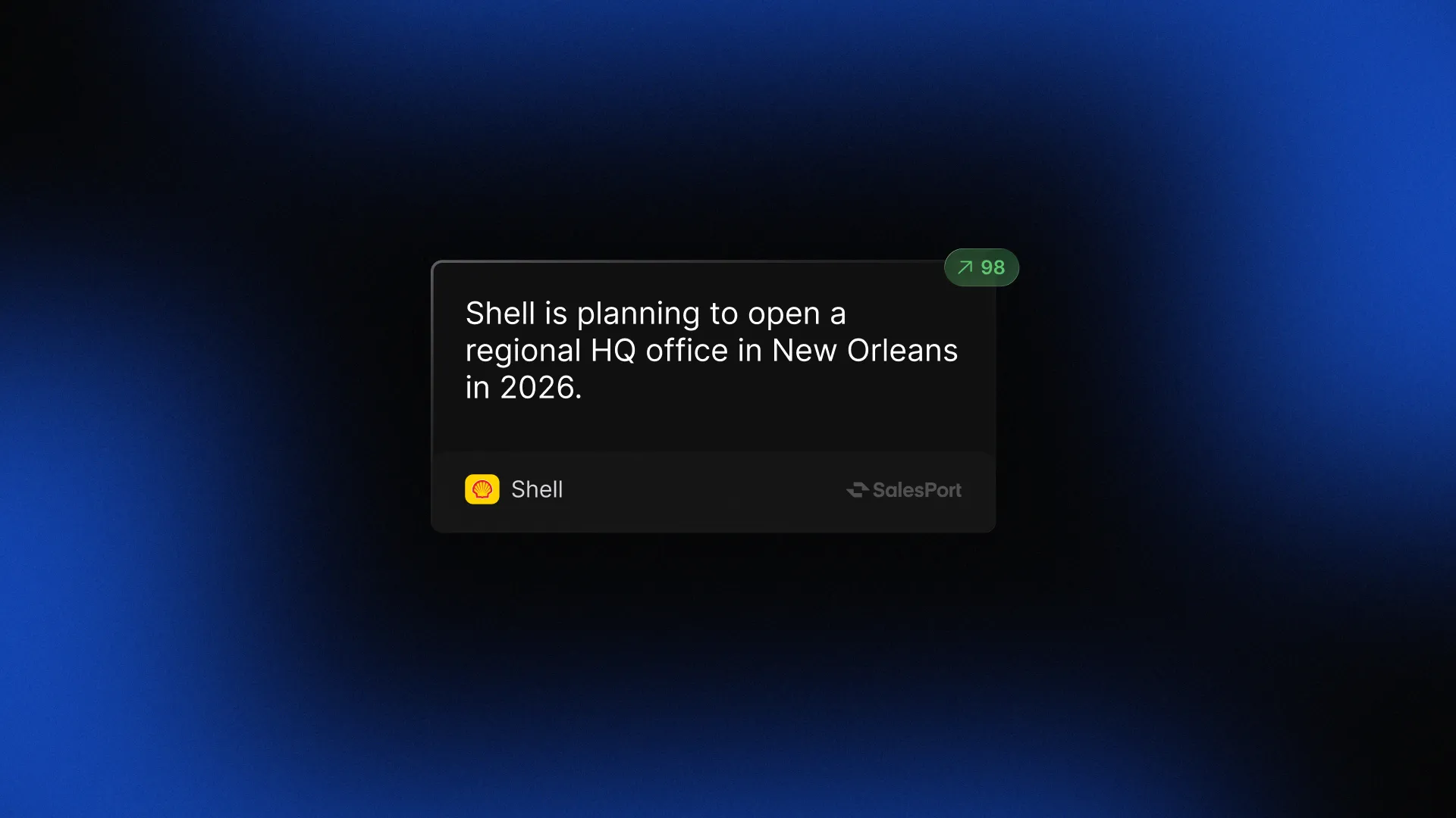 SalesPort platform displaying ranked company list including Shell, American Express, and Tesla