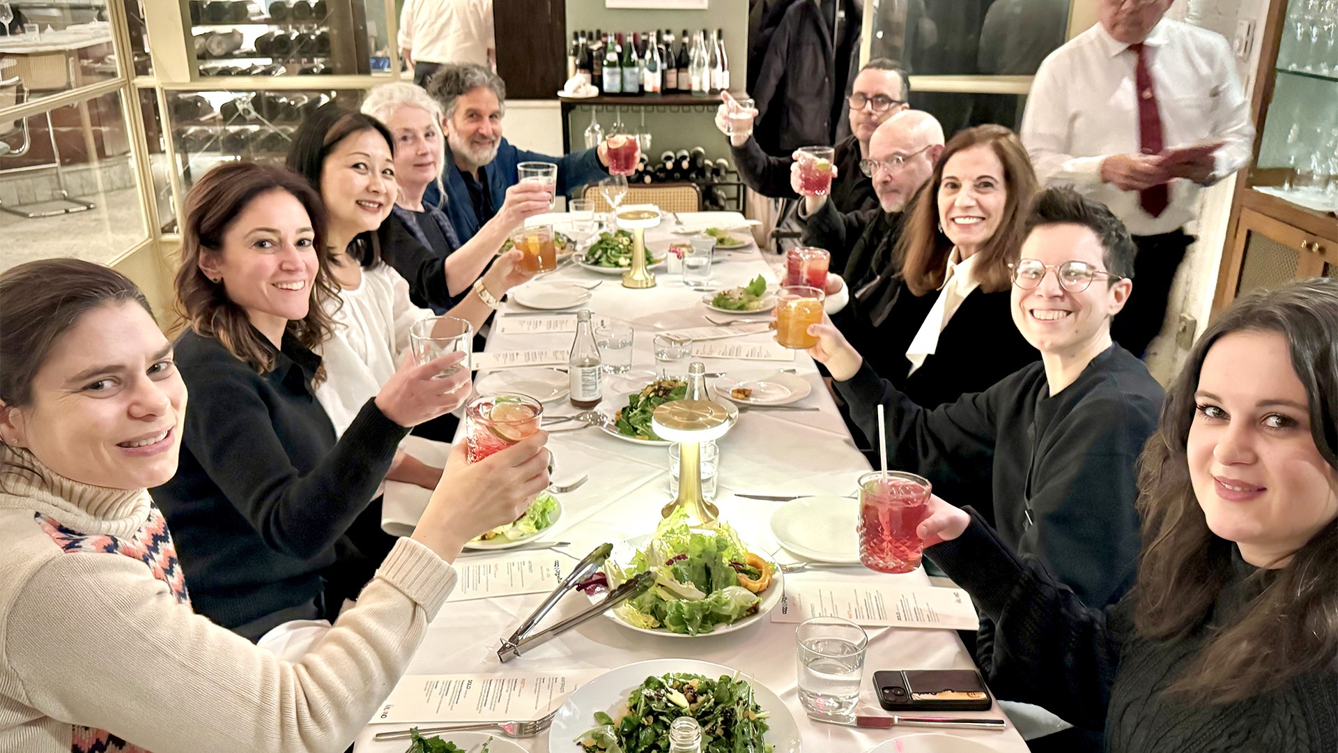 a group shot of people at a restaurant