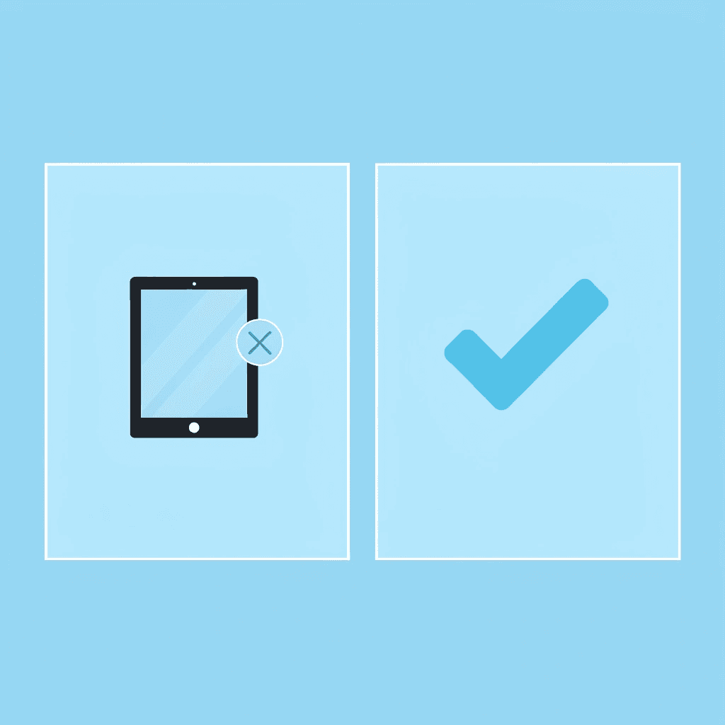 Before and after comparison: complex narration setup crossed out, simple iPad recording checked