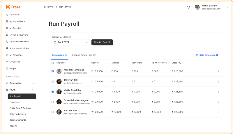 payroll software dashboard